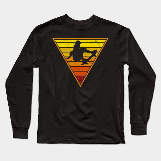 Skateboard Retro Skater Long Sleeve T-Shirt by Foxxy Merch